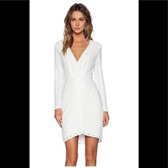 Lumier By Bariano long sleeve sequin dress sz. S white NWT - Picture 1 of 6